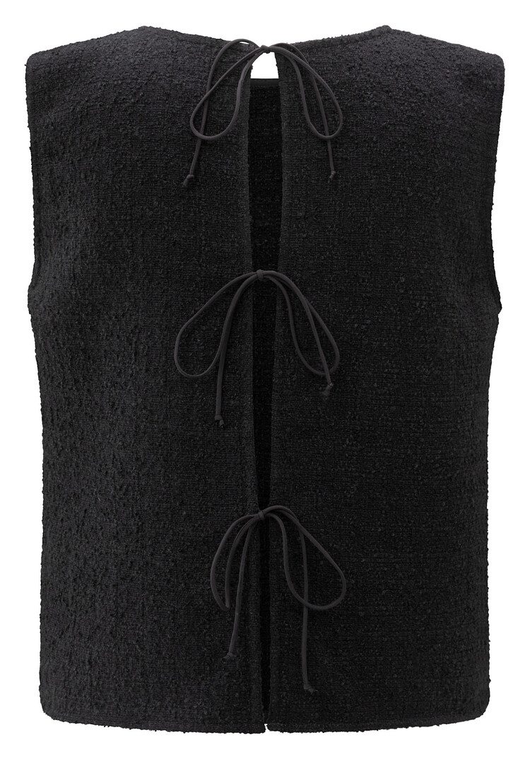 Yaya Sleeveless Top with Bows at Back Black