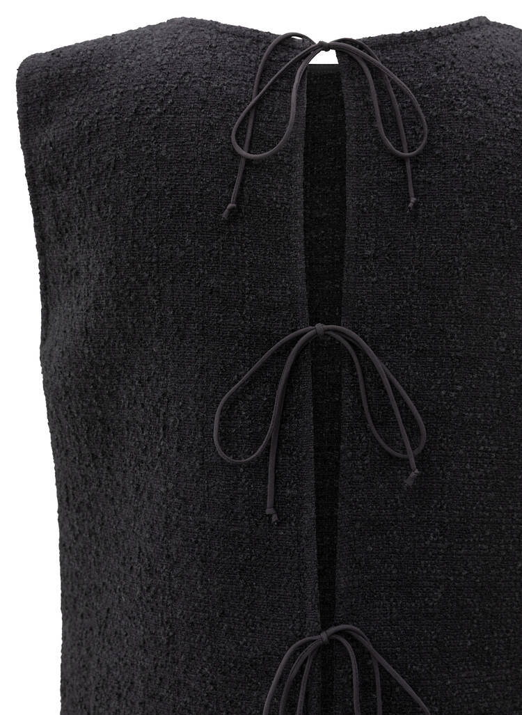 Yaya Sleeveless Top with Bows at Back Black