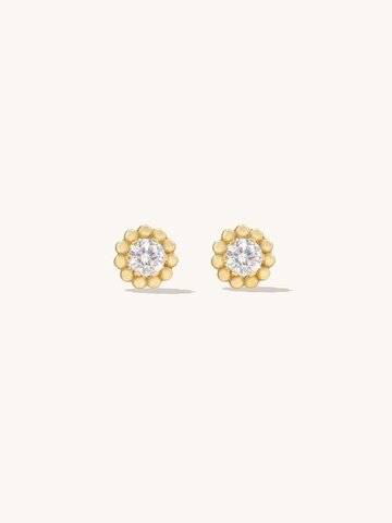 Leah Alexandra Beaded Studs 10K Gold and Cubic Zirconia