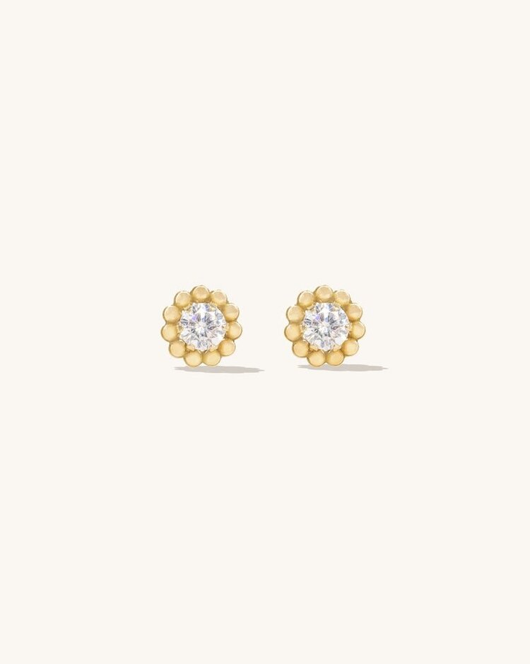 Leah Alexandra Beaded Studs 10K Gold and Cubic Zirconia