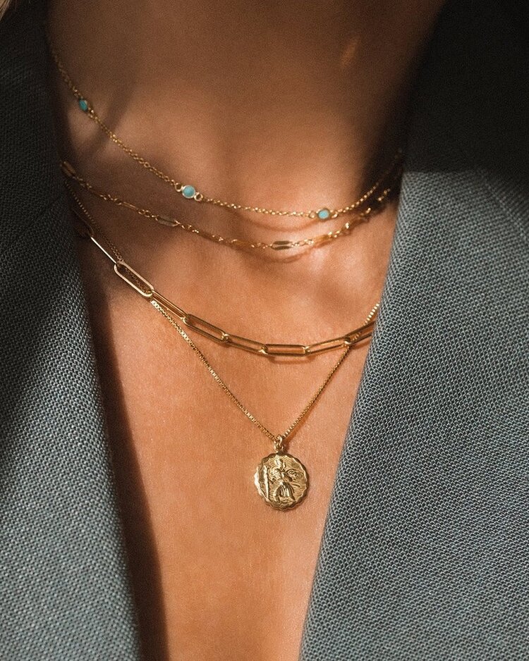 Leah Alexandra Floatesse Necklace Turquoise 14K Gold