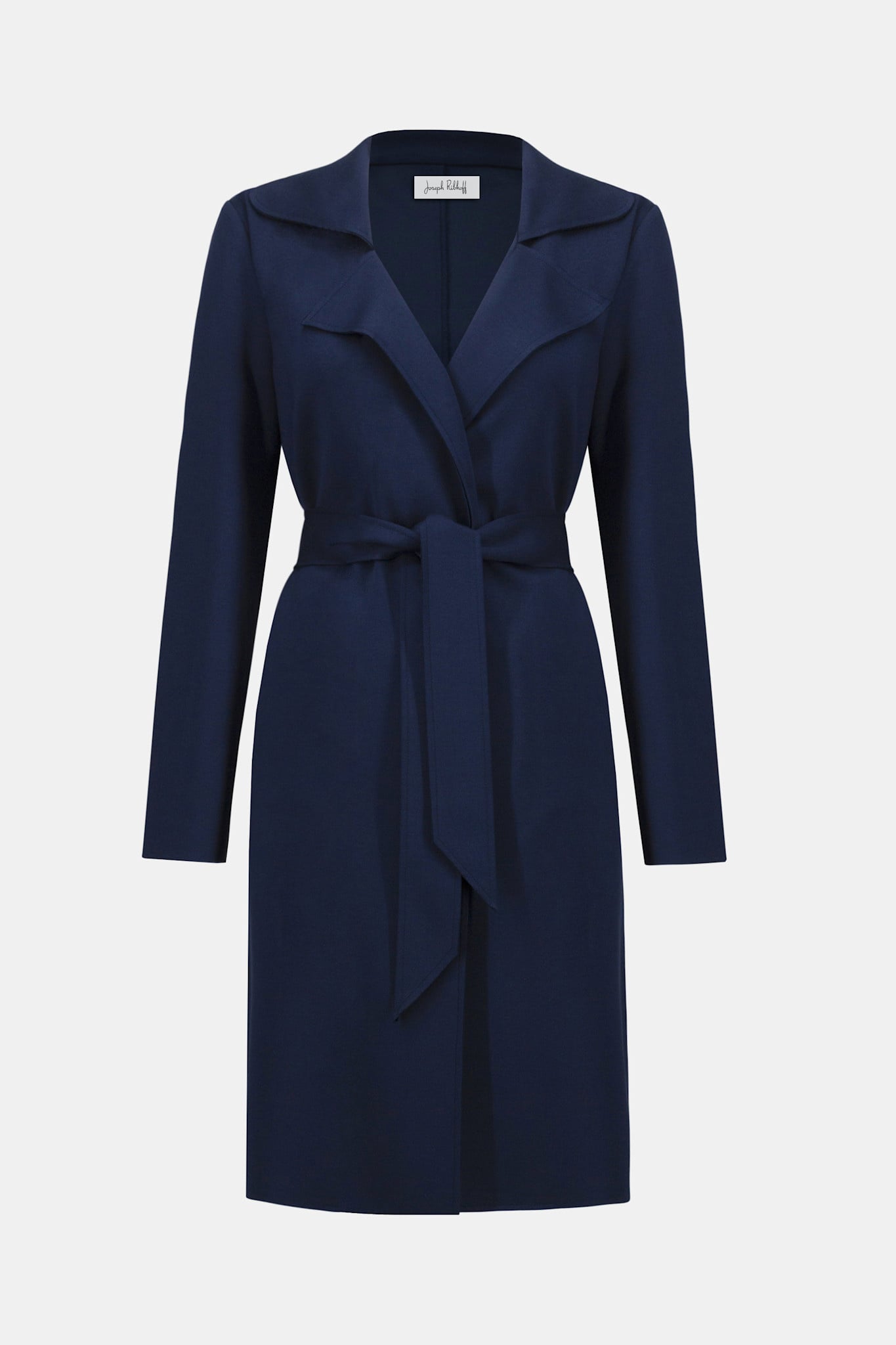 Joseph Ribkoff | Scuba Jersey Straight Coat With Sash Indigo