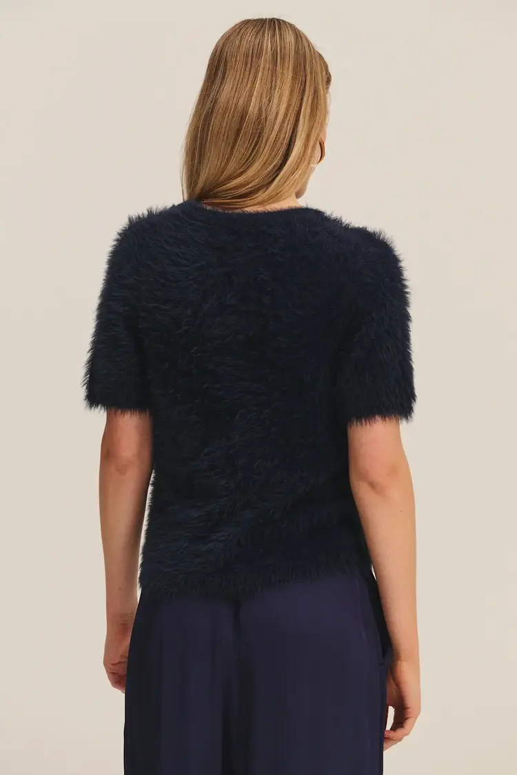 Velvet Feather Yarn Sweater Navy