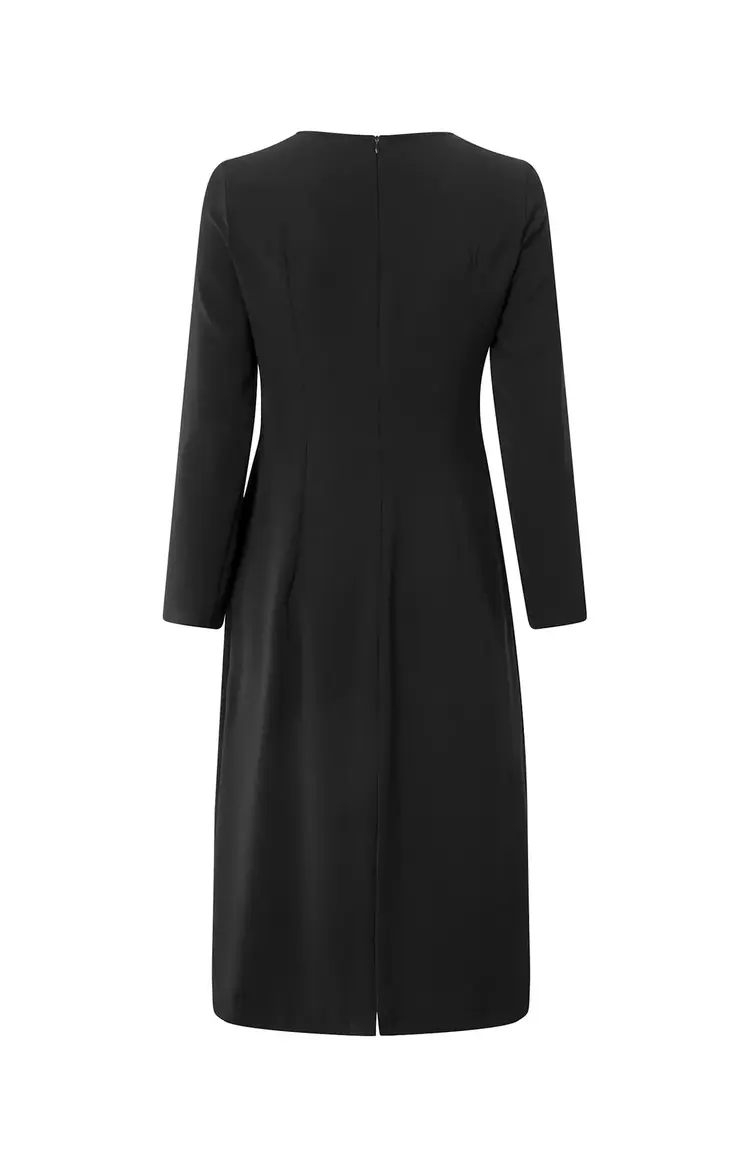 Yaya Long Sleeve Dress with Knot Black