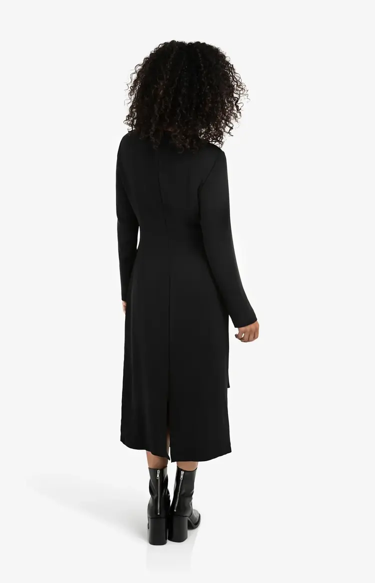 Yaya Long Sleeve Dress with Knot Black