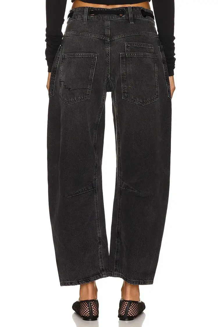 Free People Moxie Low Slung Pull On Barrel Wide Leg Jeans Nighthawk