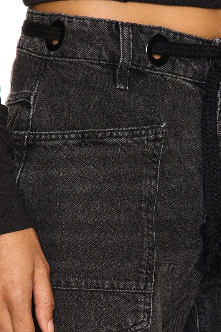 Free People Moxie Low Slung Pull On Barrel Wide Leg Jeans Nighthawk