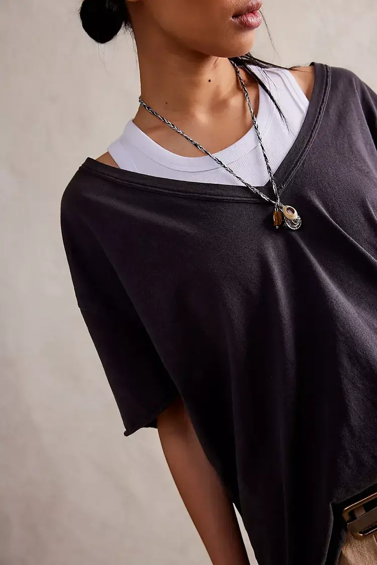 Free People Nina V-Neck Tee Black