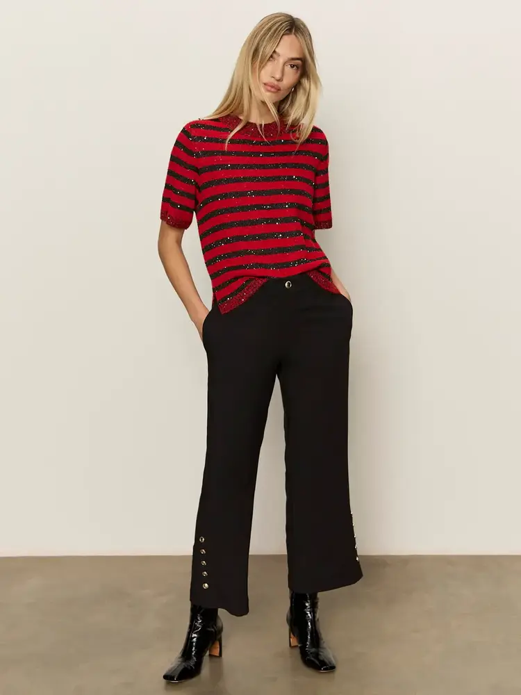 Sanctuary Short Sleeve Shine Sweater Tee Cherry Lacquer Shine