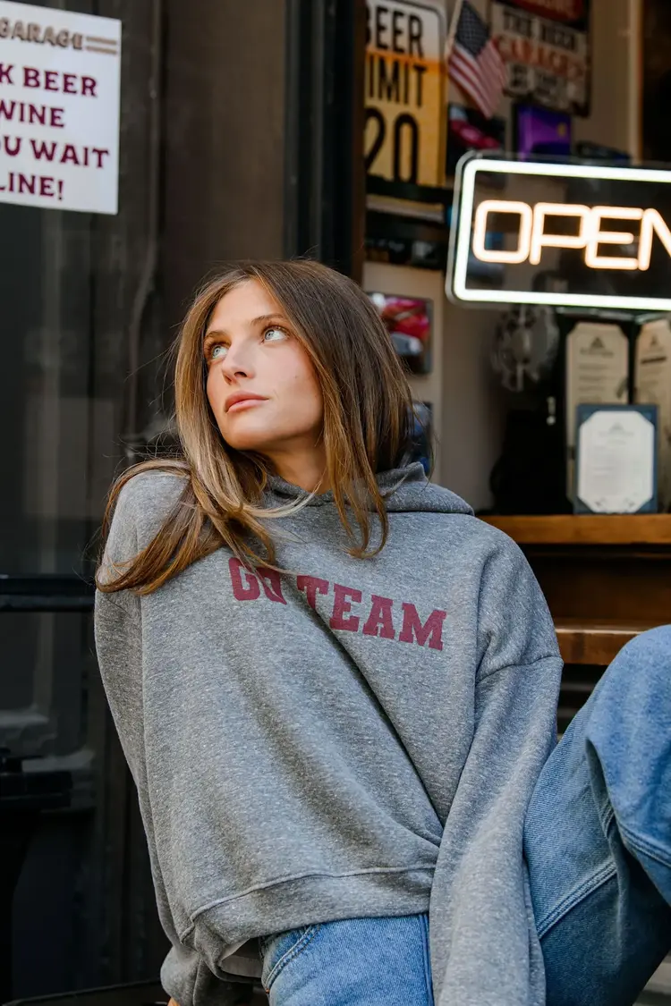 Sunny Somewhere Go Team Classic Hoodie Heather Grey