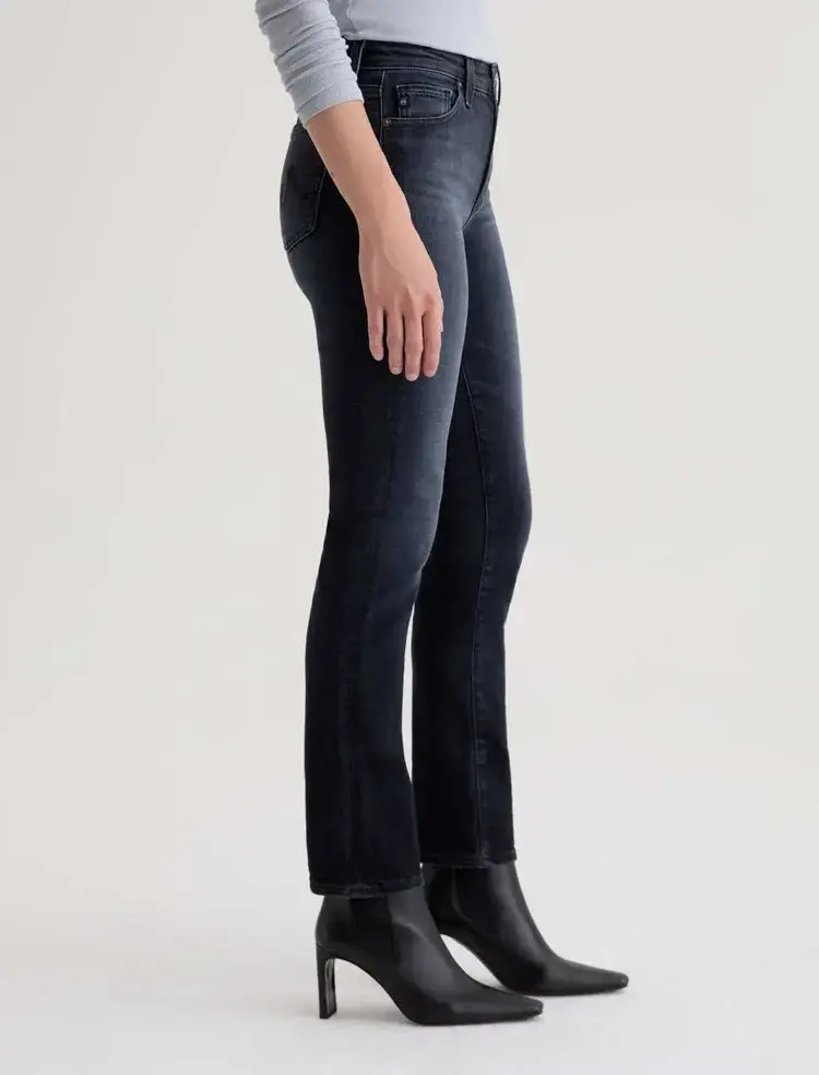 AG Denim Mari Mid-Rise Slim Straight Glitch