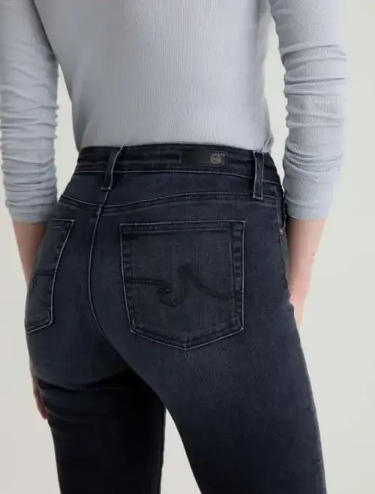 AG Denim Mari Mid-Rise Slim Straight Glitch