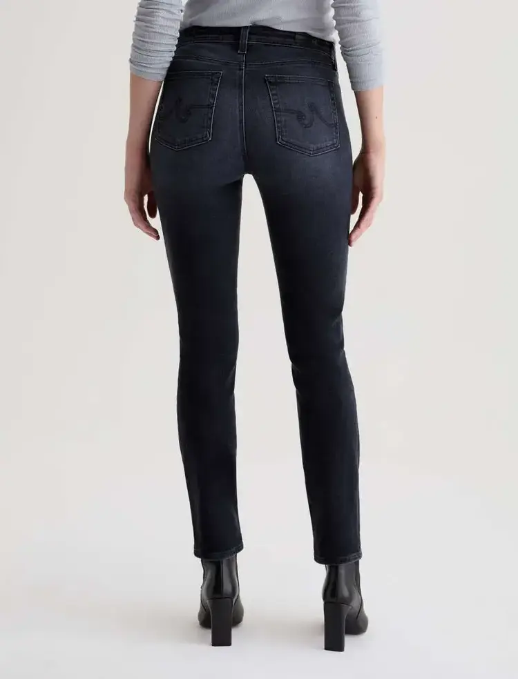 AG Denim Mari Mid-Rise Slim Straight Glitch