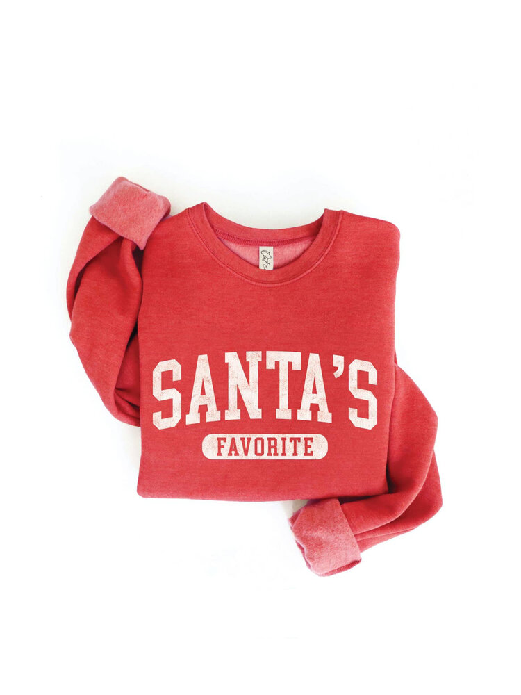 Oat Collective Santa's Favorite Graphic Sweatshirt Cranberry Heather