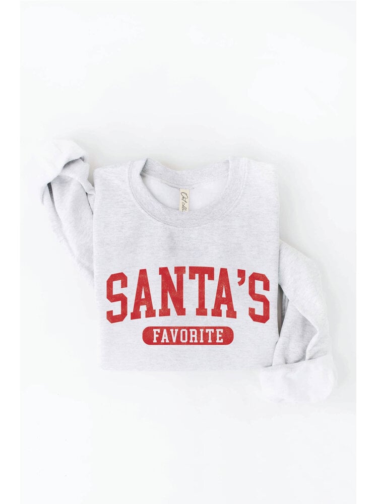 Oat Collective Santa's Favorite Graphic Sweatshirt White Heather