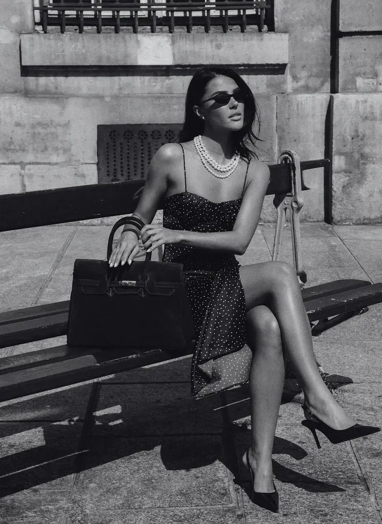 Voemien Elizabeth Bag in Taupe Suede and Togo Leather