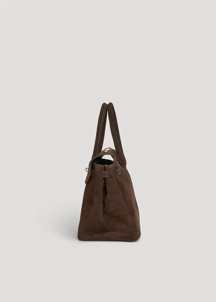 Voemien Elizabeth Bag in Dark Brown Suede and Togo Leather