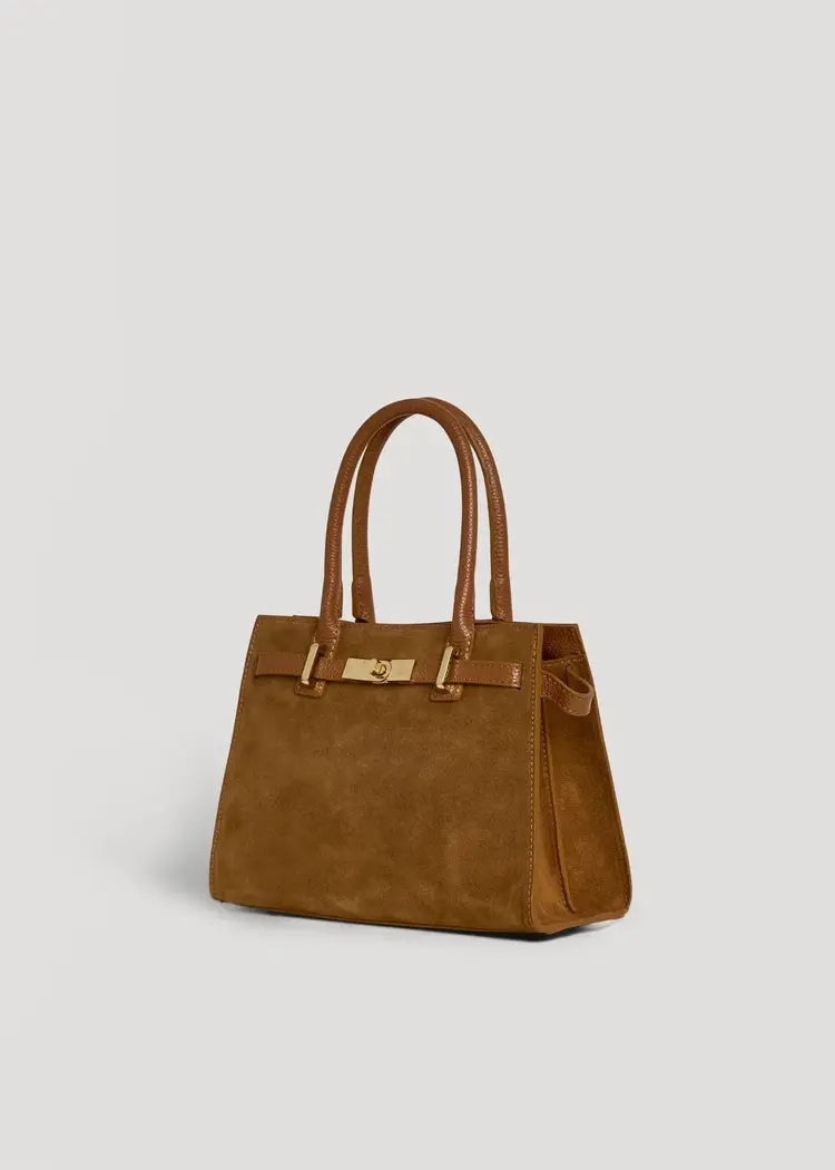 Voemien Grace Bag in Tan Suede and Togo Leather
