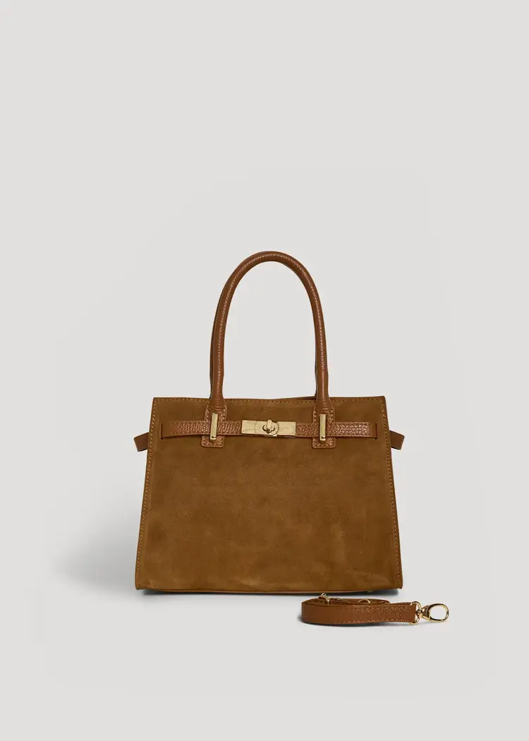 Voemien Grace Bag in Tan Suede and Togo Leather