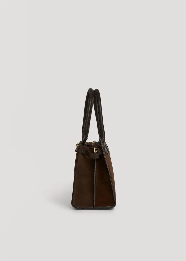 Voemien Grace Bag in Dark Brown Suede and Togo Leather
