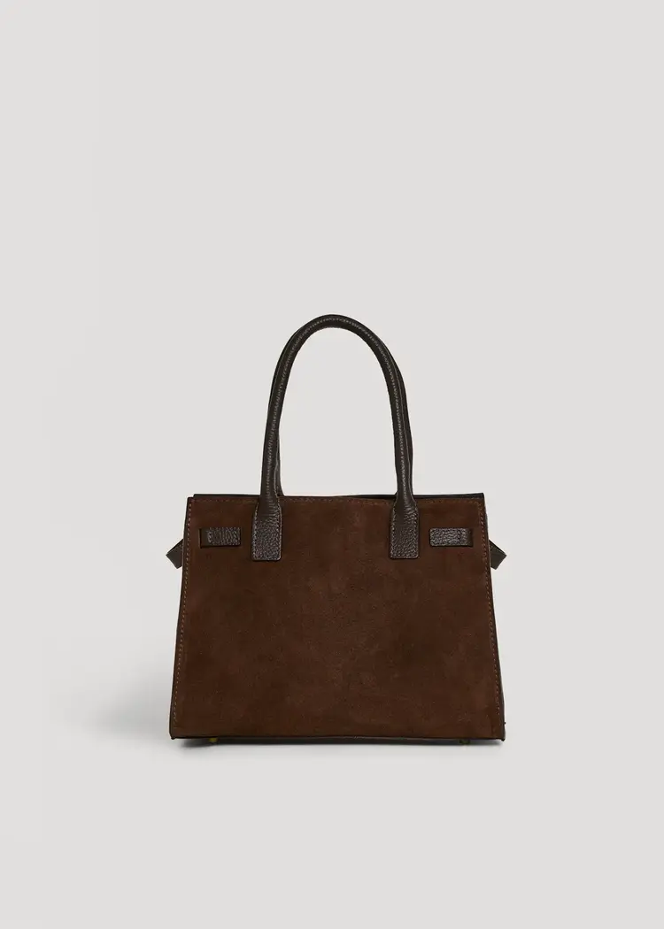 Voemien Grace Bag in Dark Brown Suede and Togo Leather