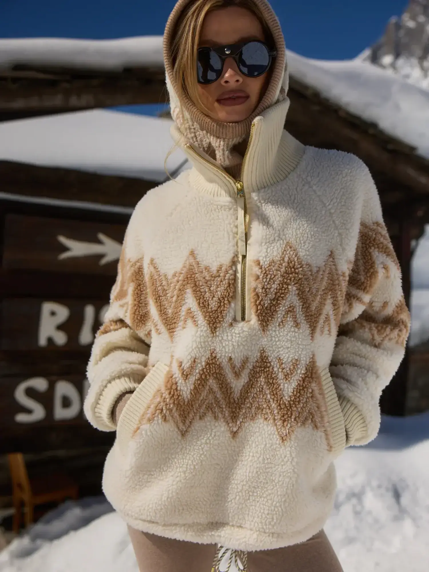 Varley | Hendrik Half Zip Sherpa Egret - Tryst Boutique