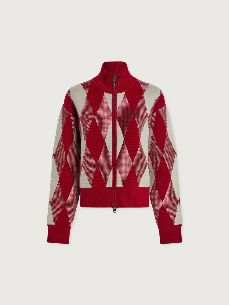 Varley Karina Jacquard Knit Jacket Red Dahlia