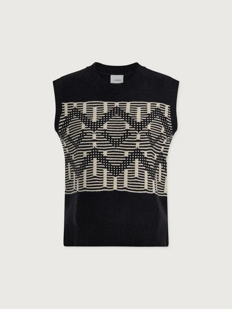 Varley Oline Fairisle Knit Vest Black