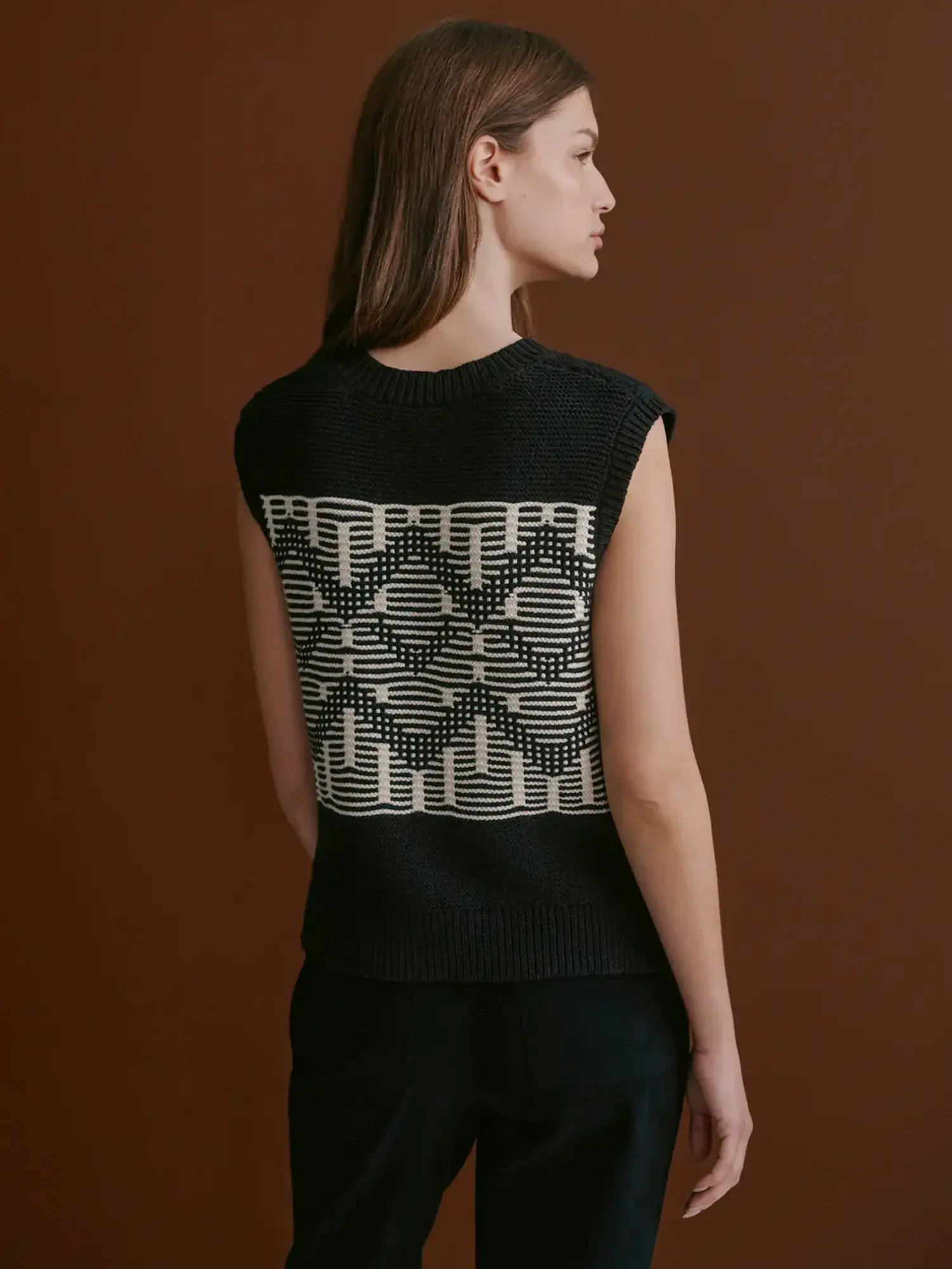 Varley | Oline Fairisle Knit Vest Black - Tryst Boutique