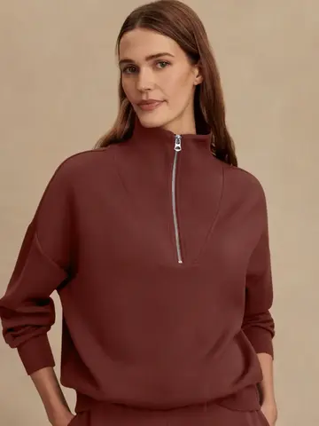 Varley Hawley Half Zip Sweatshirt Cinnamon