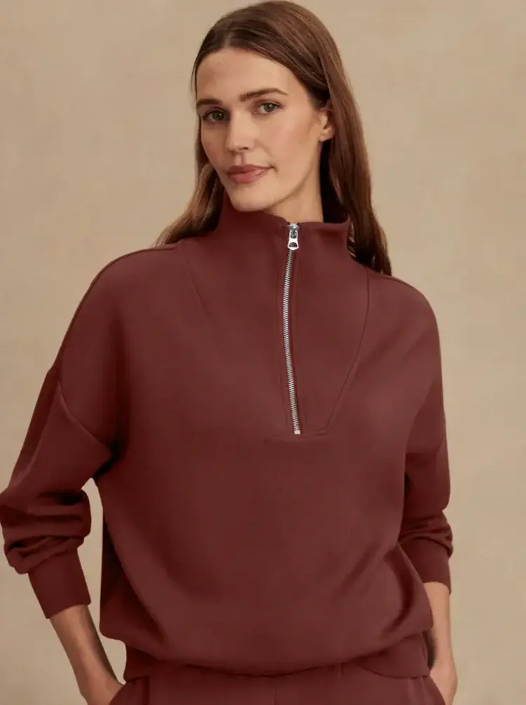 Varley Hawley Half Zip Sweatshirt Cinnamon