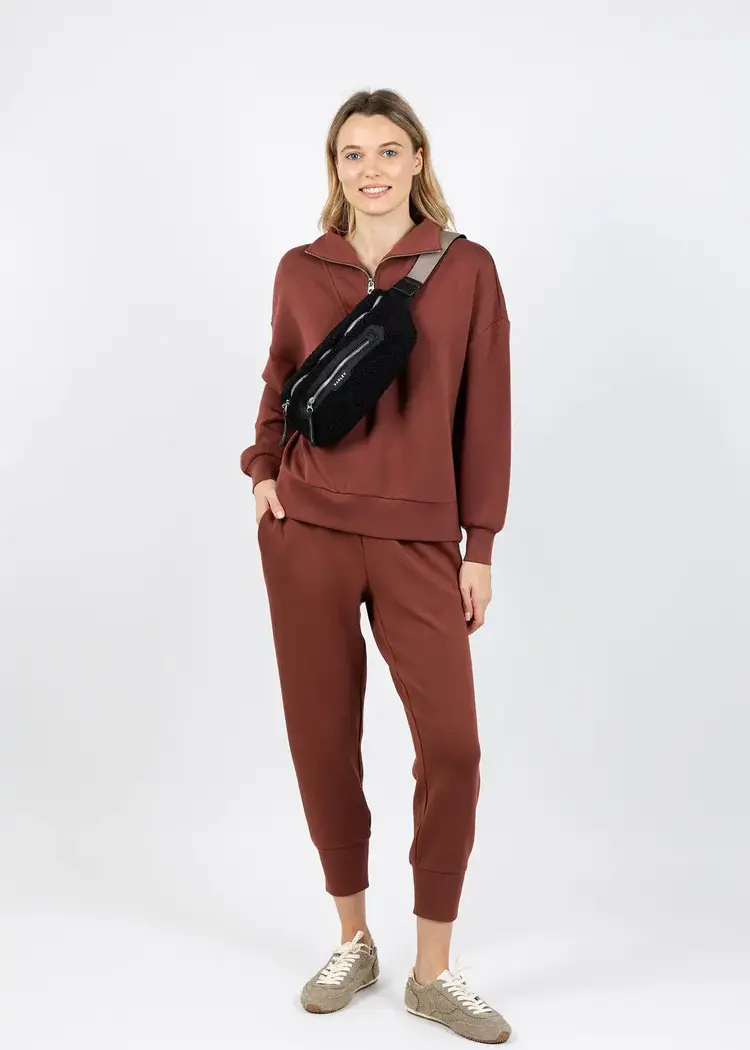 Varley Hawley Half Zip Sweatshirt Cinnamon
