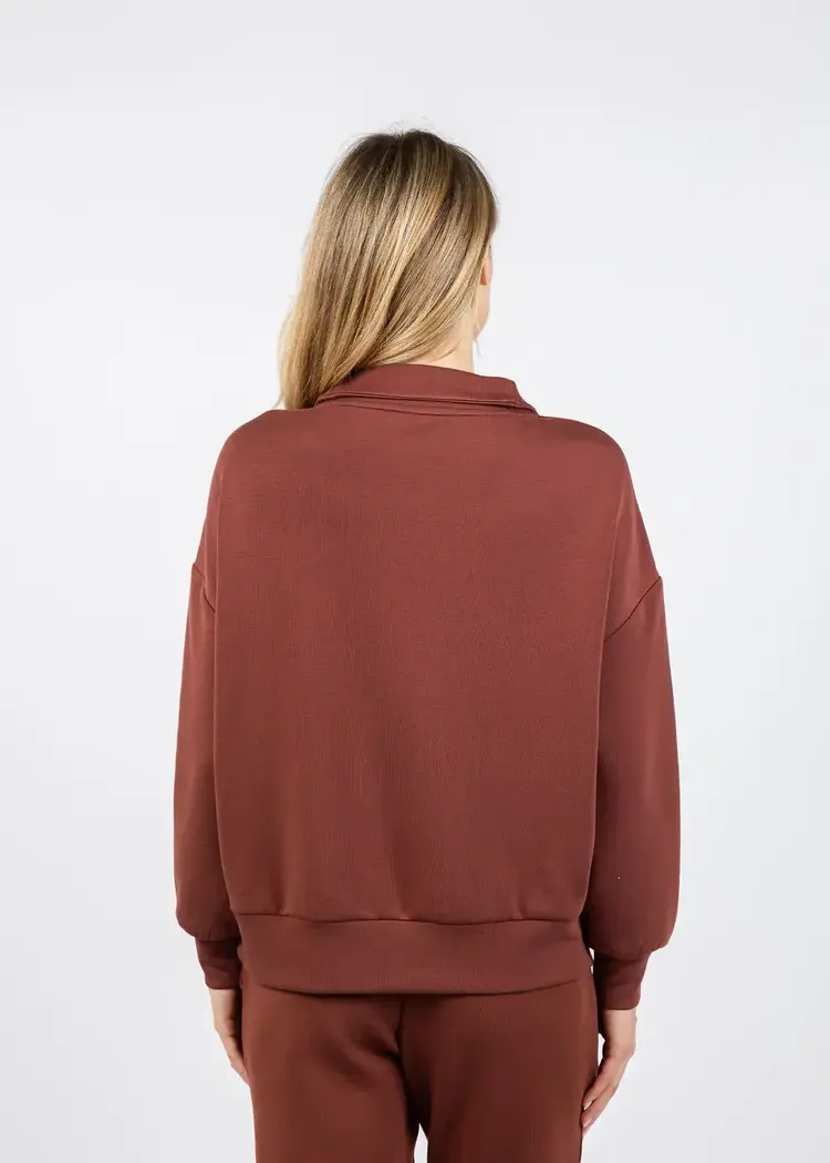 Varley Hawley Half Zip Sweatshirt Cinnamon