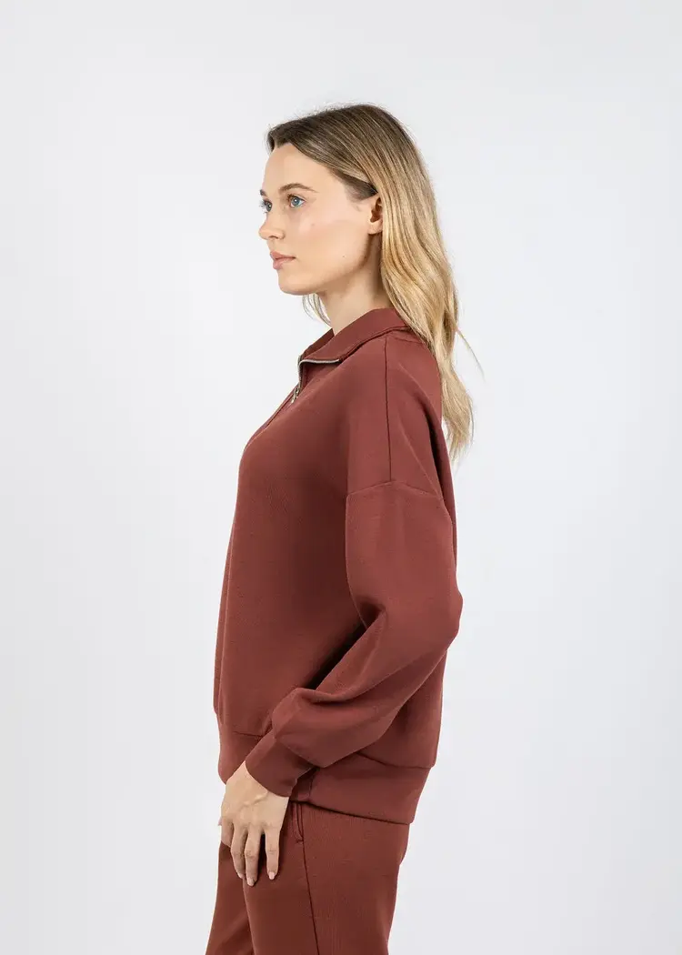 Varley Hawley Half Zip Sweatshirt Cinnamon