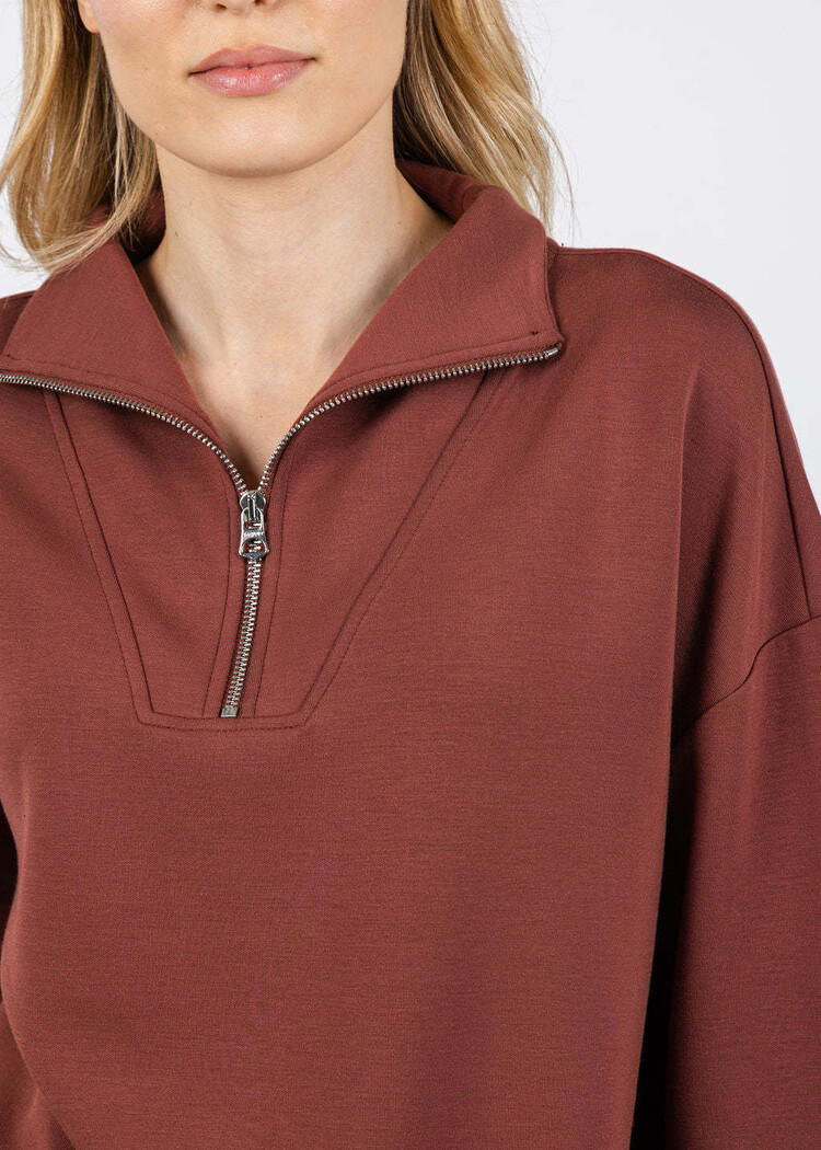 Varley Hawley Half Zip Sweatshirt Cinnamon