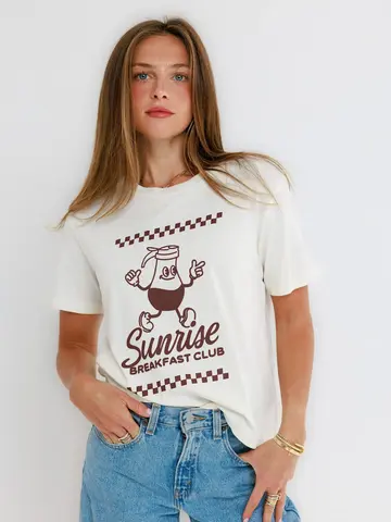 Sunny Somewhere Sunrise Breakfast Club Everyday Tee Off White