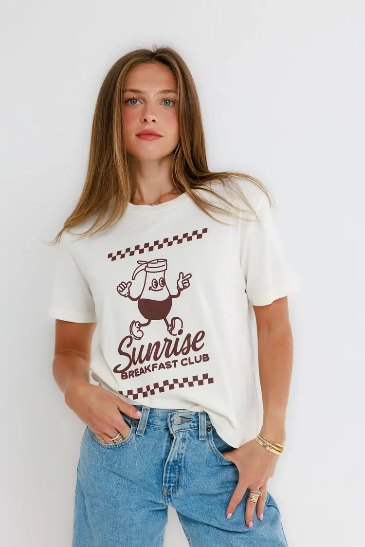 Sunny Somewhere Sunrise Breakfast Club Everyday Tee Off White