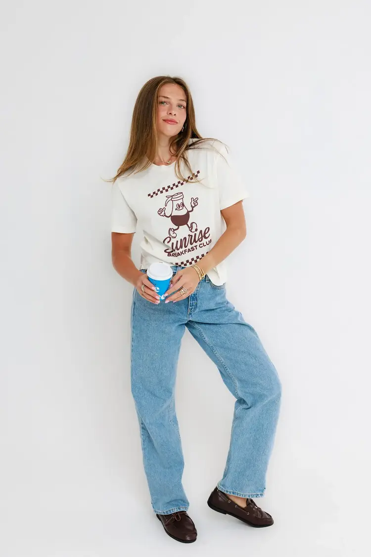 Sunny Somewhere Sunrise Breakfast Club Everyday Tee Off White