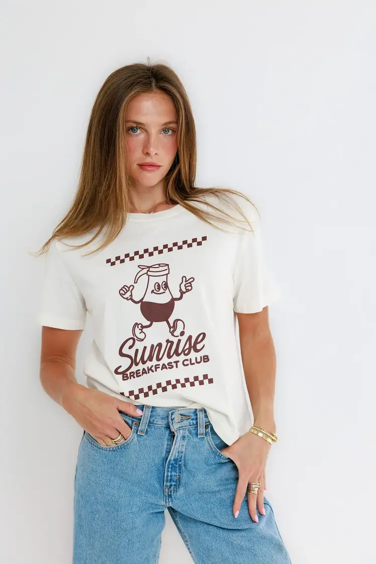Sunny Somewhere Sunrise Breakfast Club Everyday Tee Off White