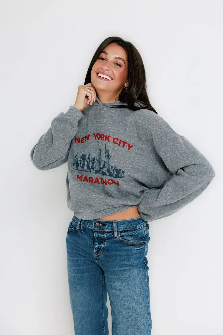 Sunny Somewhere New York Marathon Classic Hoodie Heather Grey