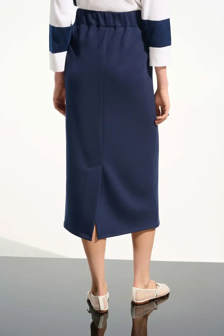 Joseph Ribkoff Scuba Jersey Pull-On Skirt With Drawstring Waist Indigo