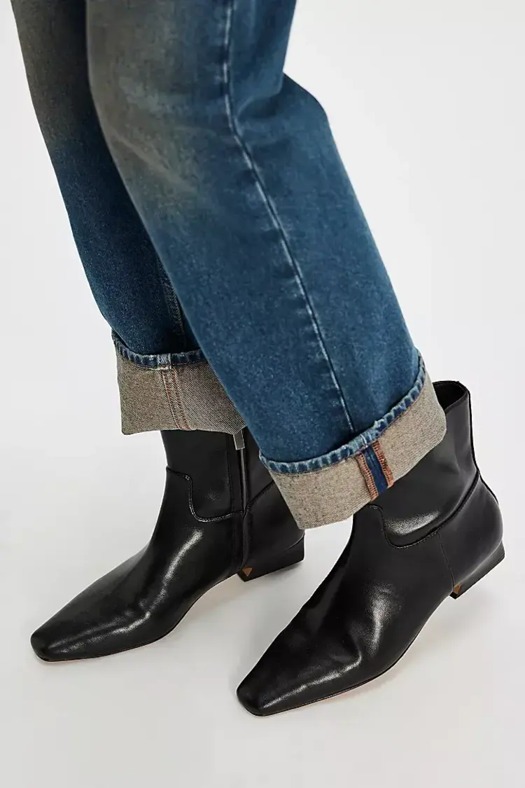 Free People Easy Does It Vegan Ankle Boots Black