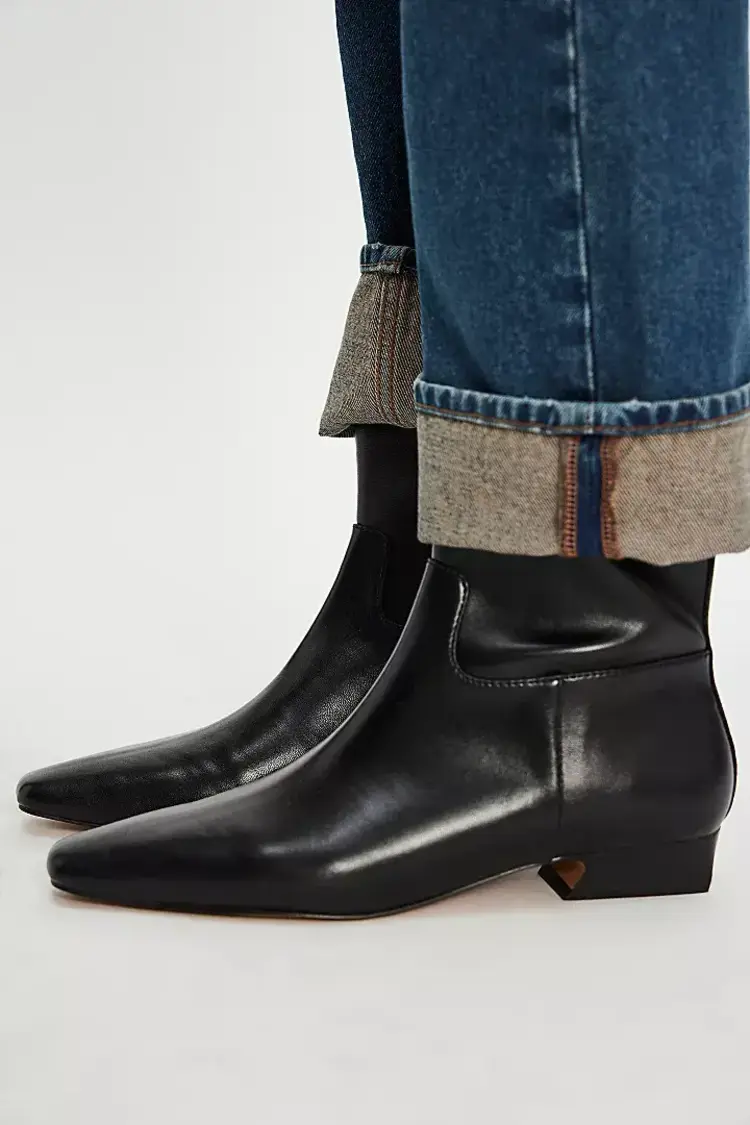 Free People Easy Does It Vegan Ankle Boots Black