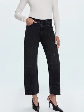 Pistola Lexi Midrise Bowed Straight Pants Silver Screen