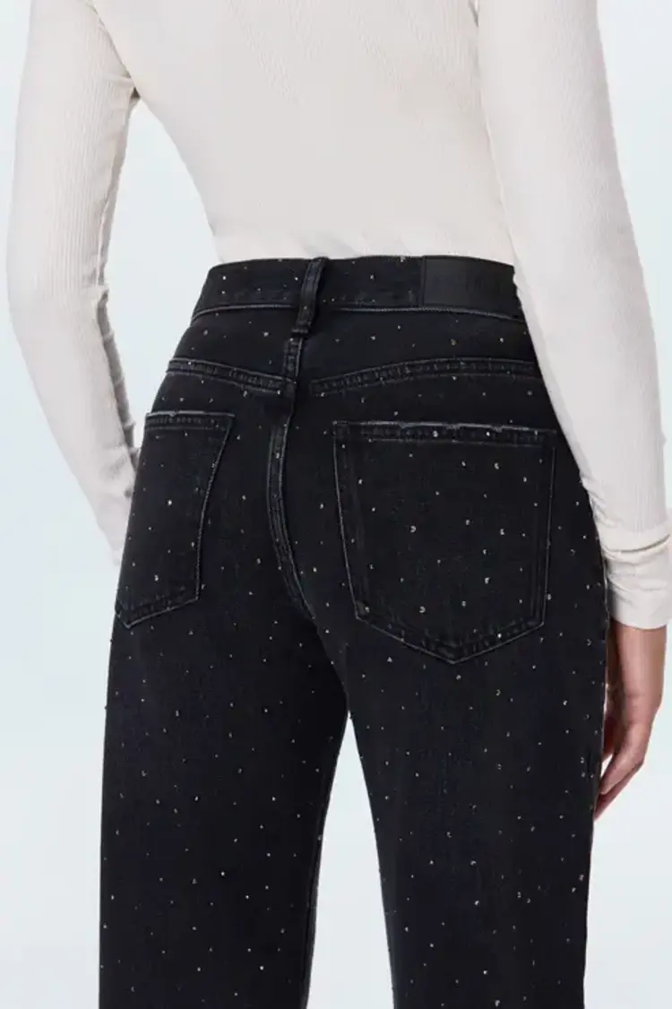 Pistola Lexi Midrise Bowed Straight Pants Silver Screen