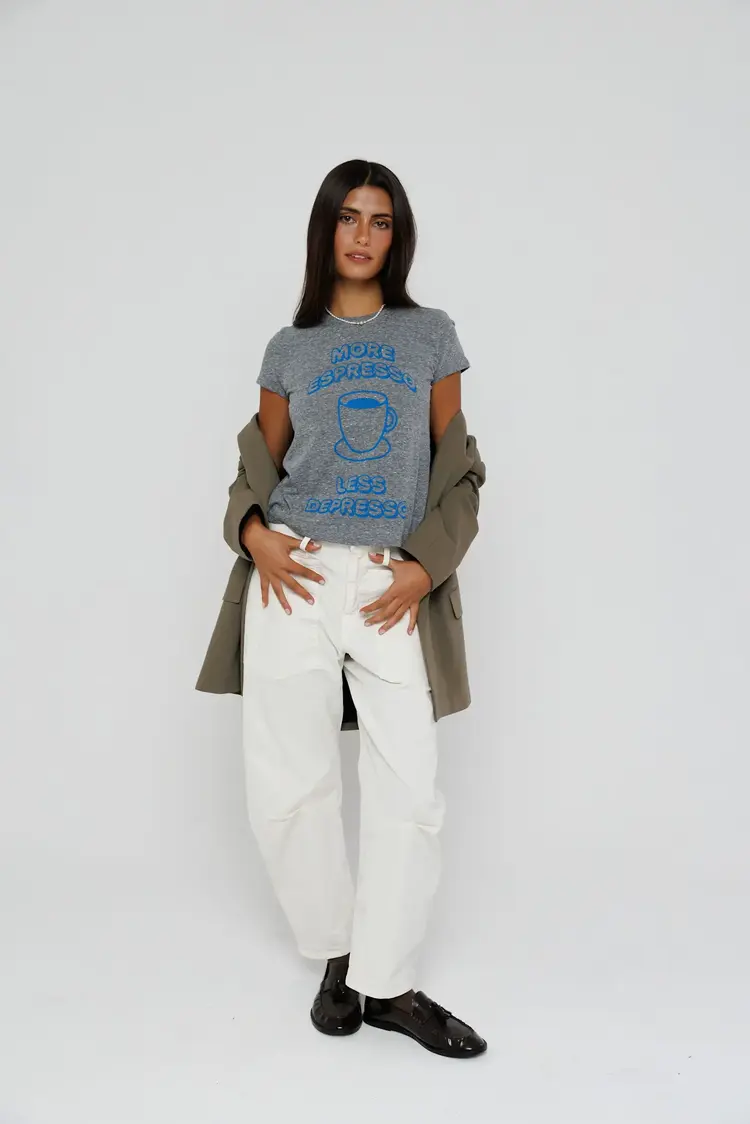 Sunny Somewhere More Espresso, Less Depresso - Femme Crew Heather Grey