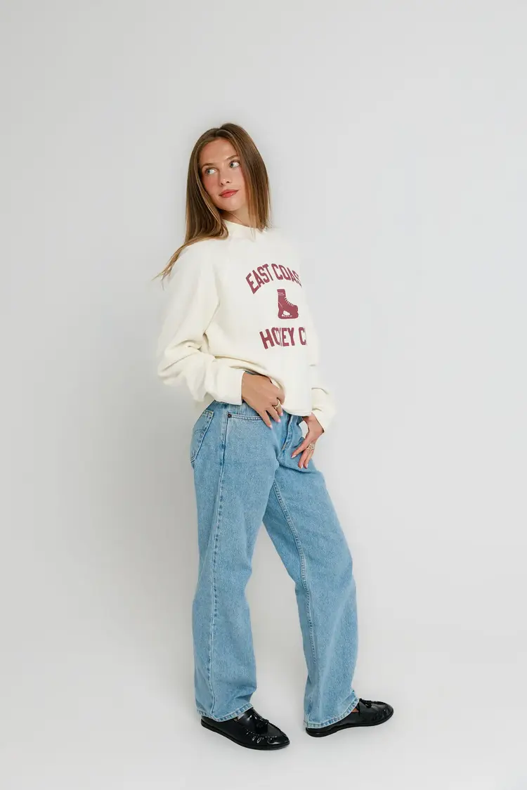 Sunny Somewhere East Coast Hockey Club - Raglan Crew Off White