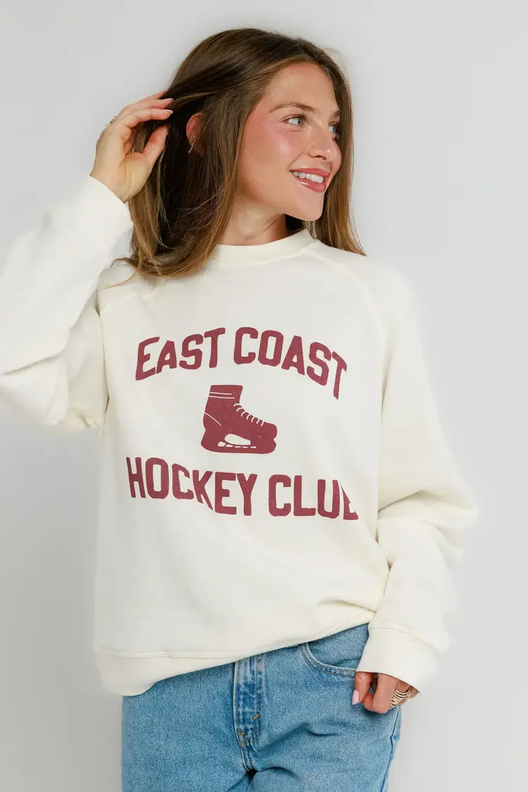 Sunny Somewhere East Coast Hockey Club - Raglan Crew Off White