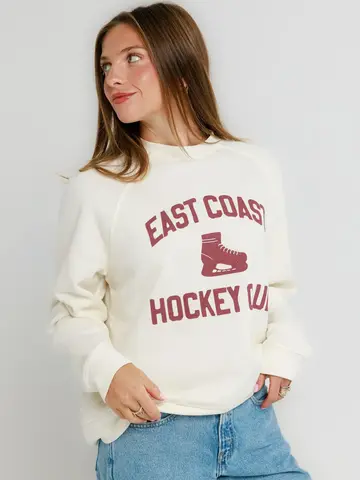 Sunny Somewhere East Coast Hockey Club - Raglan Crew Off White
