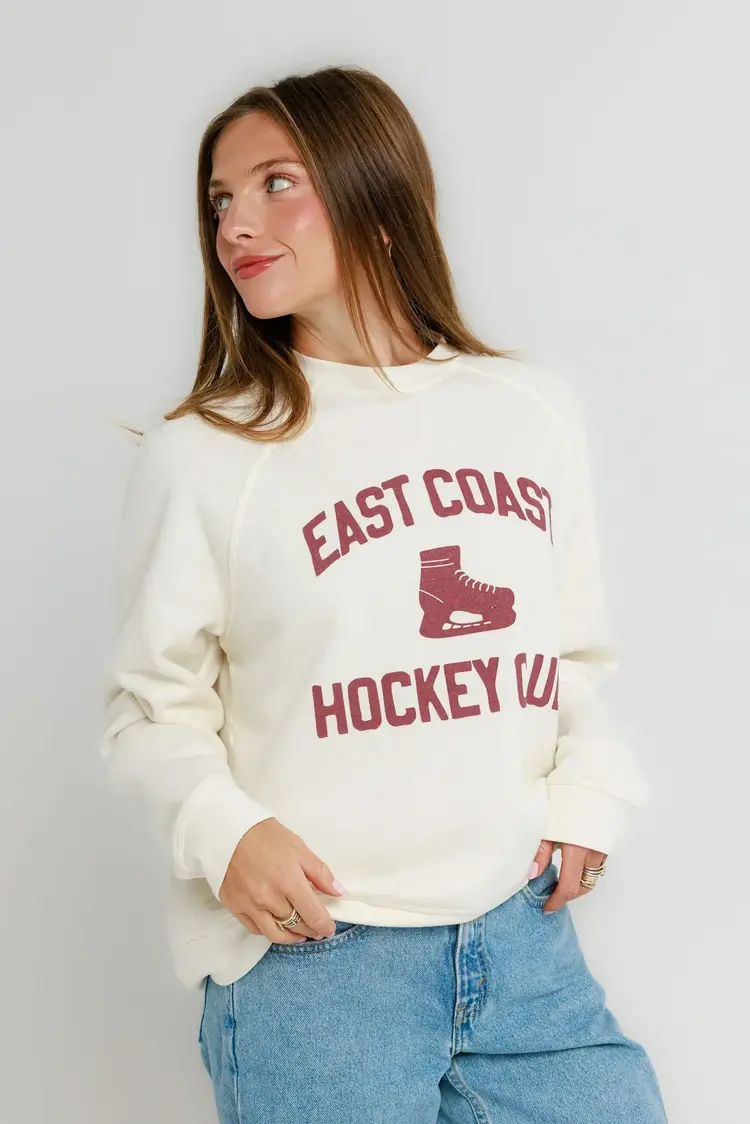 Sunny Somewhere East Coast Hockey Club - Raglan Crew Off White
